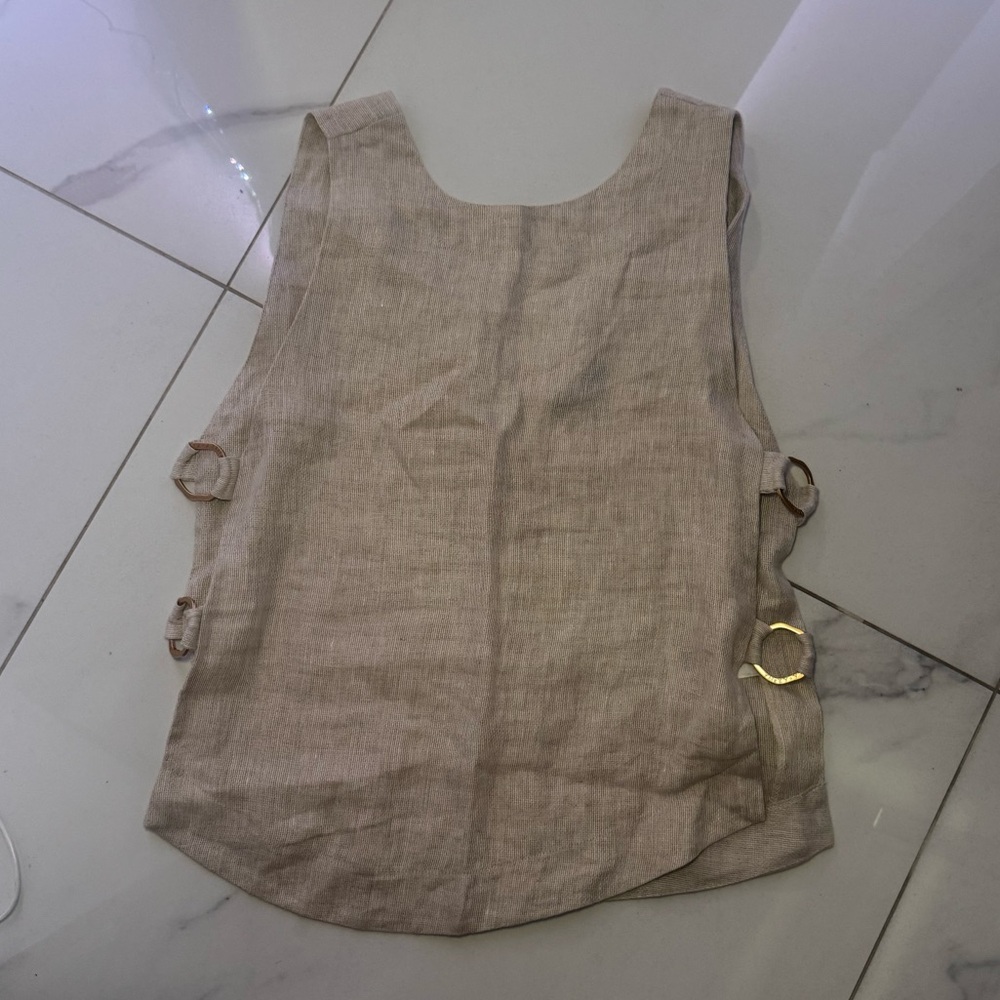 100% linen Sleeveless Top with Gold Accents